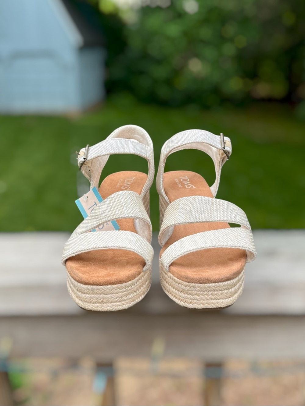 TOMS Kiki Natural Yarn Dye Espadrille Platform Sandals NWT Size 9 - Picture 2 of 10